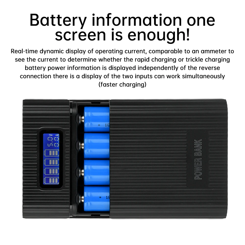 DIY Power Bank Case 4*18650 Battery Charge Storage Box 5V Dual USB Digital Display Charging Case For Smart Phones Battery Holder