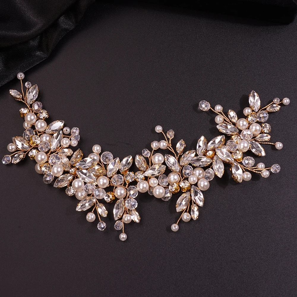 Bridal Rhinestones Headband Crystal Tiara for Women Pearl Wedding Headpieces for Bride Prom Birthday Party Hair Accessories hair accessories bridal hair accessories