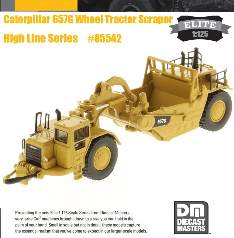 NEW DM Caterrpillar 1/125 Scale CAT 657G Wheel Tractor Scraper High By Diecast Masters For Collection gift 85542