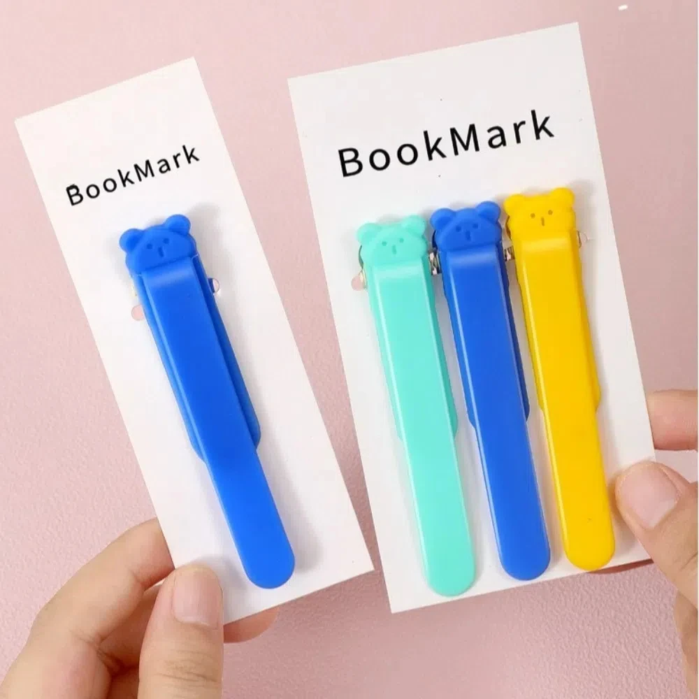 1/3 Pcs Cute Bear Bookmark Clip Silicone Stationery Supplies Notebook Page Divider Automatically Follows Page Flipping