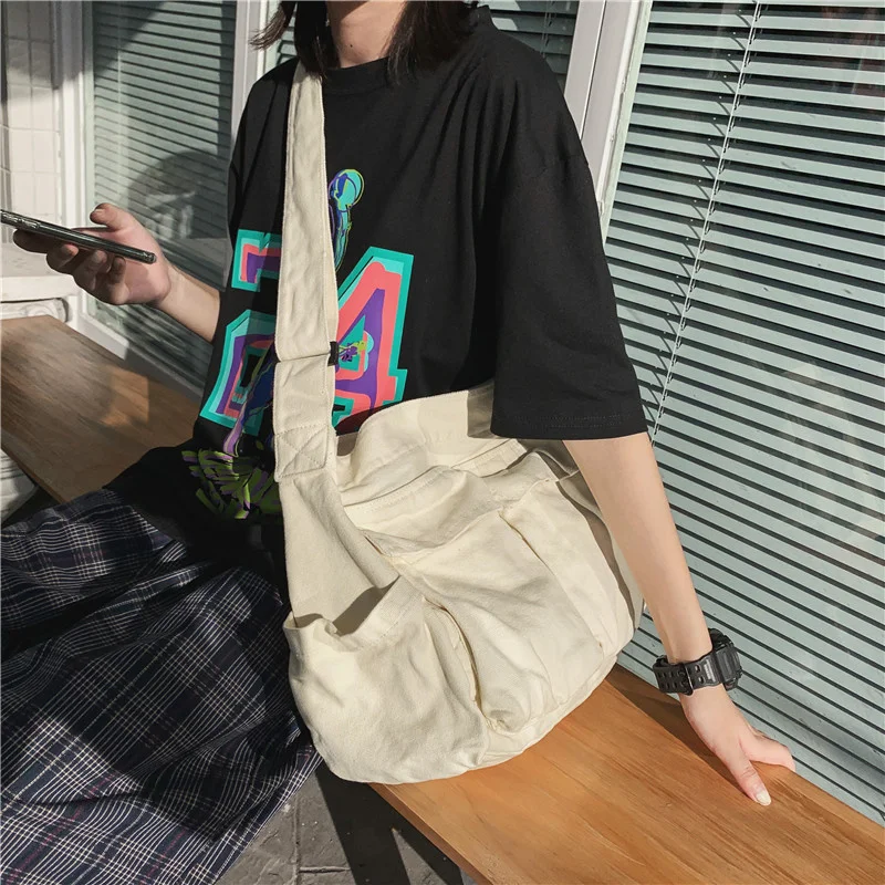 

Literary Package Large Capacity Canvas Shoulder Messenger Bags Solid Soft Denim Leisure Travel Women Handbag Bolsas Y2k Clutche