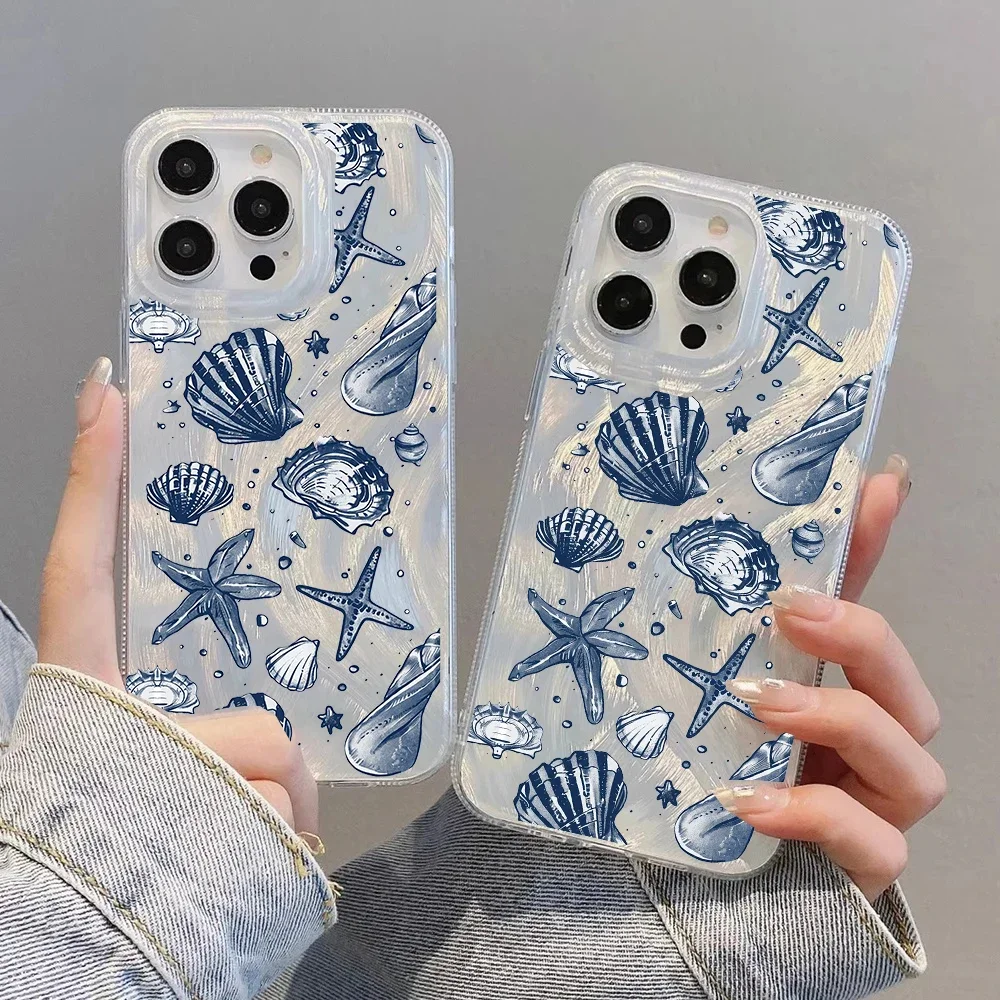 Luxury Silver Laser Shark Whale Phone Case