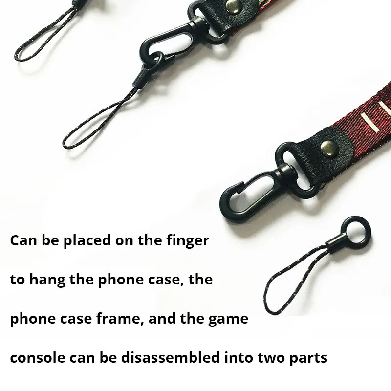 Fashionable Hook Buckle 2 in 1 Detachable Jacquard Embroidery Wide Hanging Neck Long Shoelace Mobile Phone Case Universal Hang R
