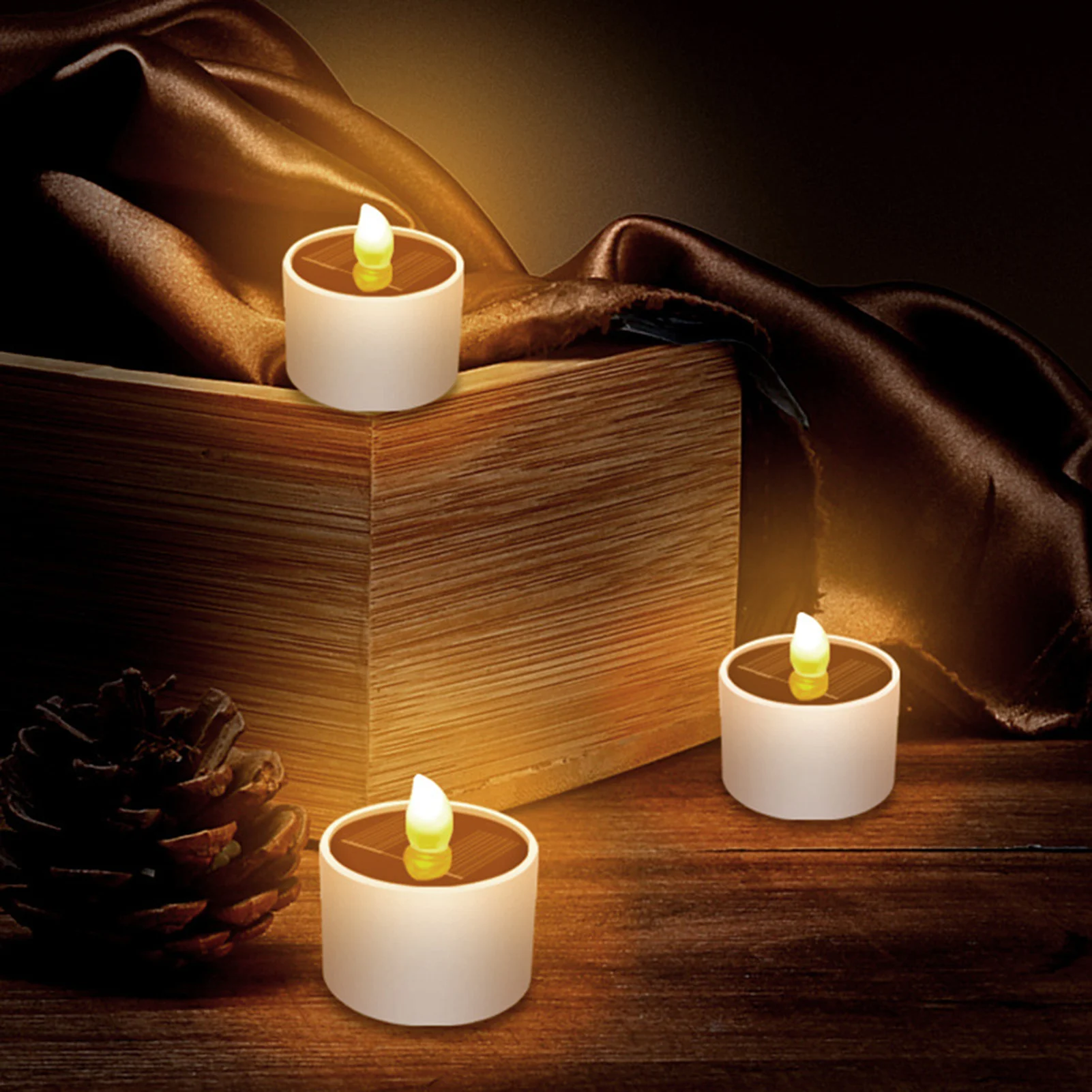 Solar Candles Flameless LED Tea Light Realistic Flickering Warm Light