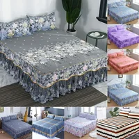 3PCS/Set Bed Sheet Set Flower Bedspread - Non-Slip Bed Dress Sheet for King/Queen Size 1.5M/1.8M/2M Beds Soft Home Bedding Cover 1
