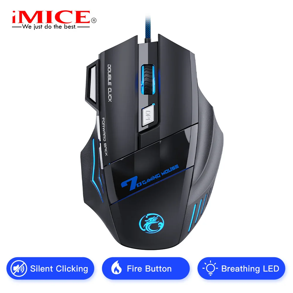 Ergonomic Anti-Slip Optical Gaming Mouse with Adjustable DPI and Colorful Illumination