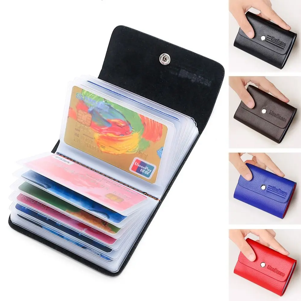 جديد مكافحة سرقة معرف حامل بطاقة الائتمان موضة المرأة 24 فتحات بت سليم بولي Leather حافظة جيب جلدية محفظة محفظة للنساء الرجال