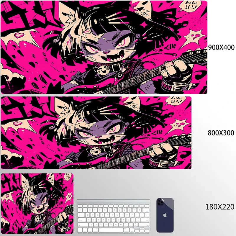 thumbnail image 1 of Xxl alfombrilla de ratón de Anime rosa para gato, alfombrilla para jugador, alfombrilla de escritorio para chica bonita, alfombrilla antideslizante para ratón de juegos, alfombrilla de goma para tecla, 1 of 5