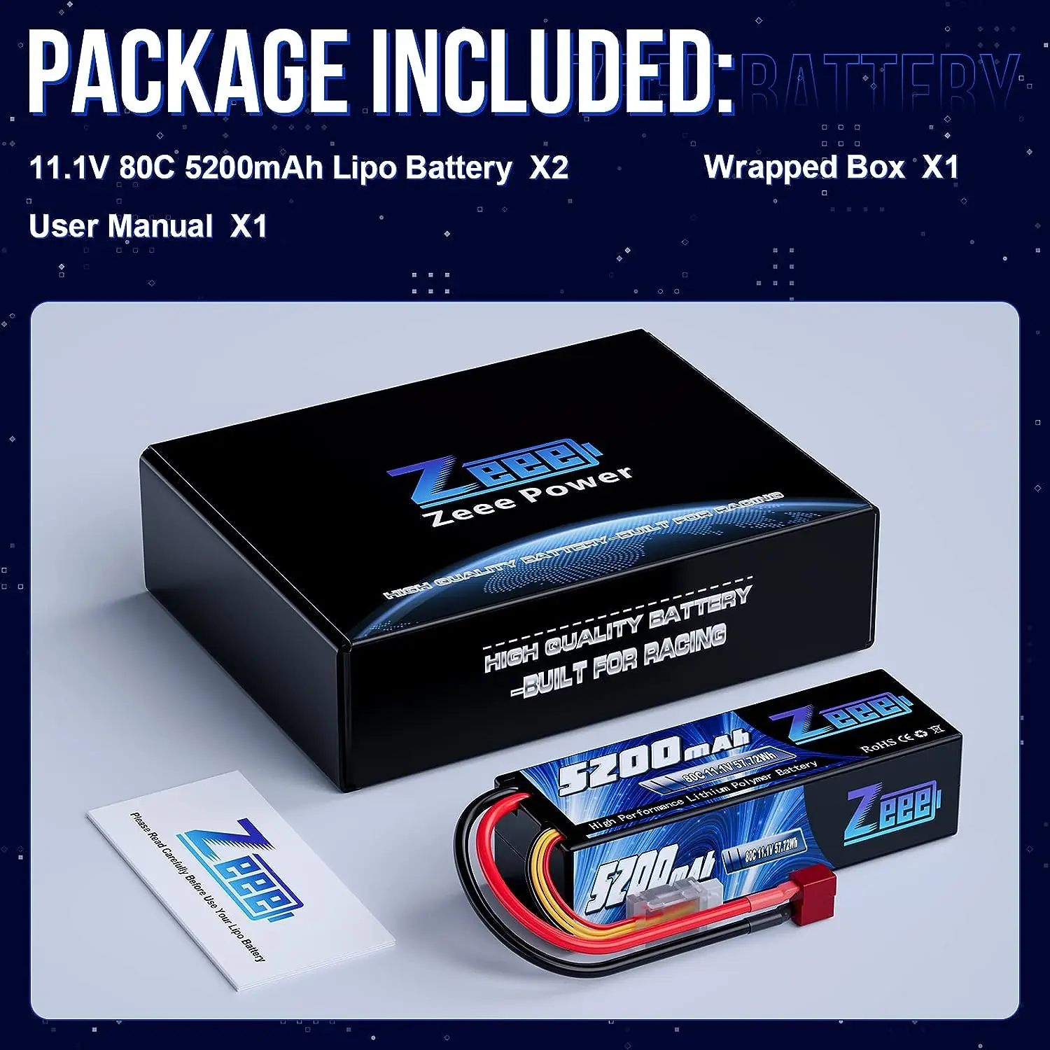 1/2pcs Zeee 3S 5200mAh Lipo Battery 11.1V 80C with T/XT60/EC3/5 Plug Hardcase for RC Car Buggy Truck FPV Drone RC Model Parts 6