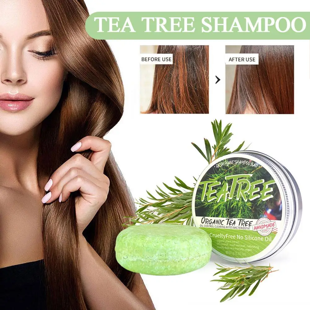 

60g Handmade Tea Tree Soap Extract Washing Hair Bar Natural Green Hair Soap Solid Shampoo Plant N2B0