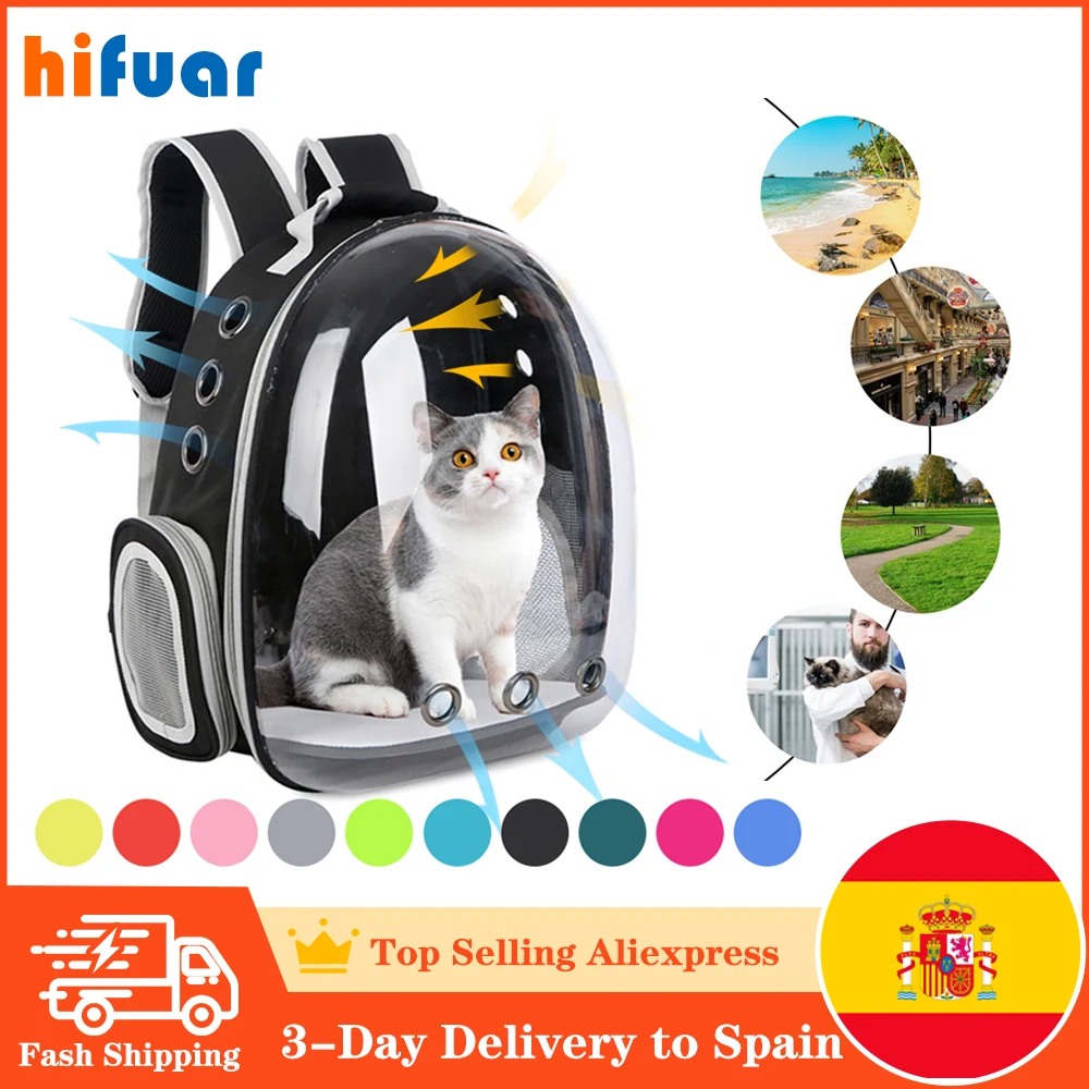 Portable Cat Carrier Bag Breathable Outdoor Pet Shoulder Bag Carrier Portable Space Capsule Cage Backpack Travel Transparent