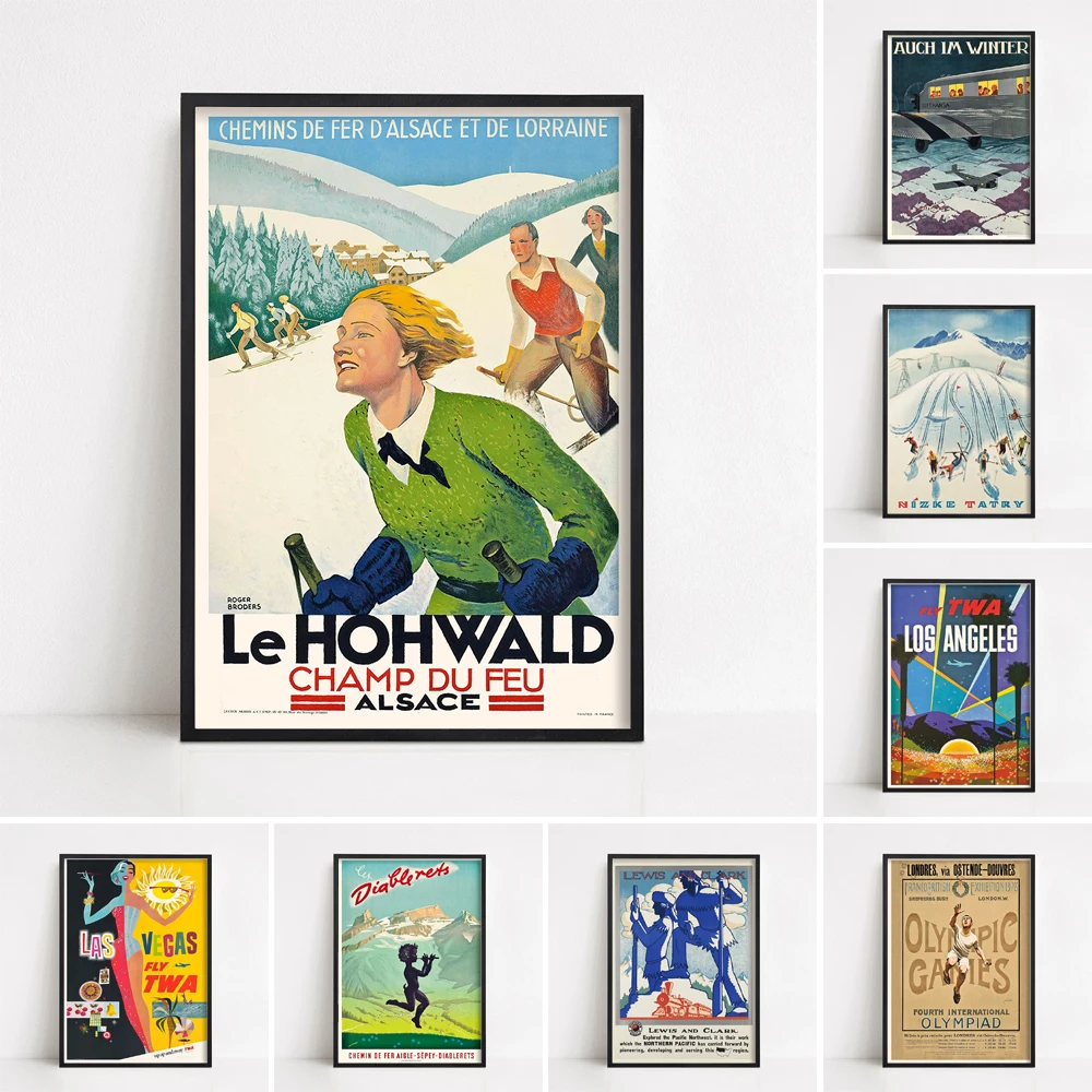 Le Hohwald Champ Du Feu Alsace France Vintage Ski Poster for Living Room Home Decor | Дом и сад