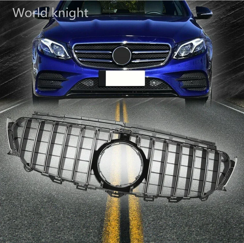 

Автомобильные аксессуары для Mercedes benz E Class W213 E200 E300 2016-2019, черный, серебристый сменный GT, вертикальная сетка, передняя решетка, отделка