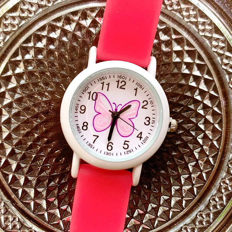 2023 New glow-in-the-dark silicone with butterfly children's watch Girl fluorescent jelly waterproof quartz watch wholesale 4