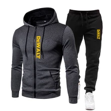 

2022Nieuwe Dewalt Ritssluiting Hoodie Winter Broek 2 Stuk Mode Capuchon Mannen Sweater Joggingbroek Set Heren Jas