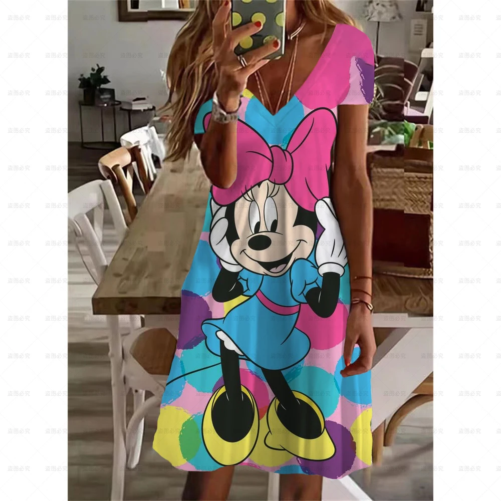thumbnail image 1 of Nuevo diseño original de verano, vestido mini sexy y lindo de Mickey, escote en V, microelástico, a la moda, cómodo y moderno, vestido mini de calle, 1 of 5