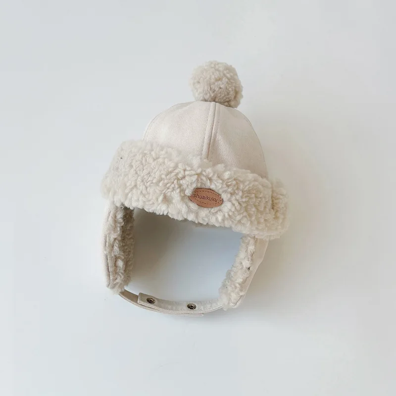 Herbst Winter Baby plus Samt Ohren schützer warme Mütze Junge Mädchen Kinder Mode Patch lässig Hut Kinder feste Hüte Säuglings zubehör – Detail 9