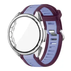 Premium Tempered Glass Case with Silicone Strap - Protective Cover and Replacement Band Accessories - Forerunner 165 (RPu - Tr)