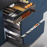 Aluminum Alloy Dishes Basket Kitchen Cabinet Drawer Type Double Layer Three Layer Bowl Basket Bowl Rack Kitchen Cabinet Dish 2