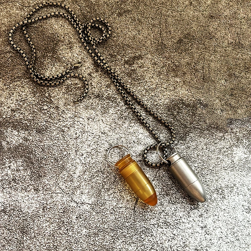 Titan legierung Medizin Box edc Halskette Anhänger Schlüssel bund wasserdichte Lagerung Notfall flasche Behälter Pille Fall tragbar – Detail 4