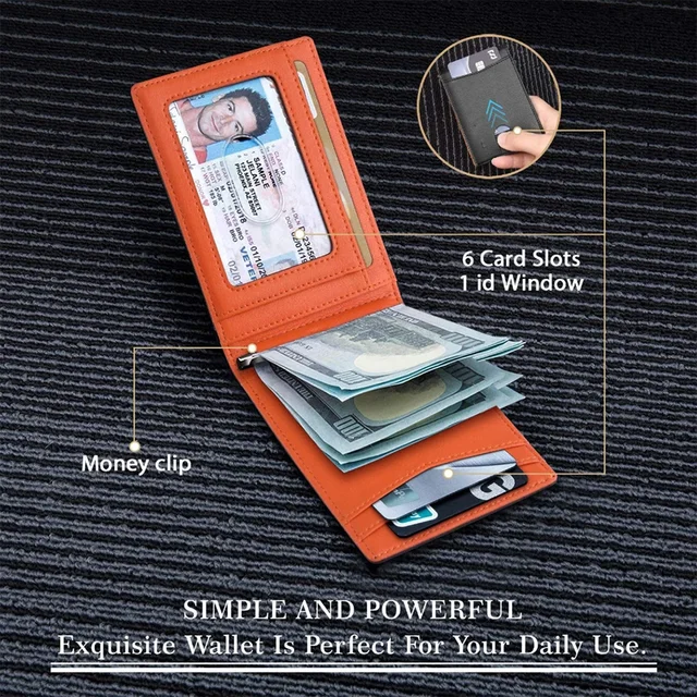 Synthetic Leather Slim Smart Wallet for Men Credit Card Holder Money Clip RFID Blocking Men Thin Bifold Wallet Walet Money Bag 3