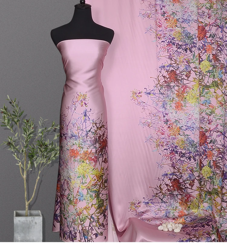 HYSK-Tissu en satin pour robe caftan, 100% mm, impression - Main Image