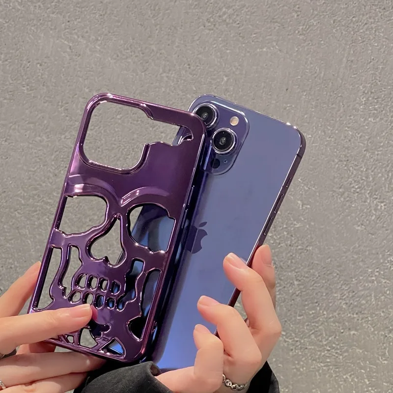Hollow Skull TPU Soft Bumper Plating Phone Case