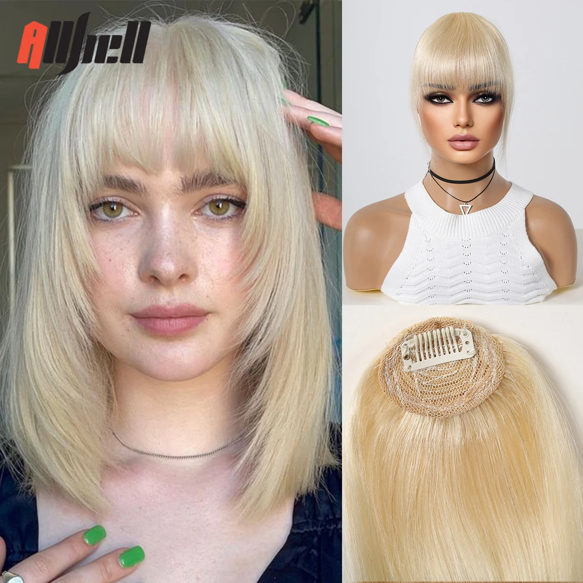 

Human Hair Bangs for Women Blonde 613 Golden Wig Air Bangs With Clip Blonde Remy Human Hair Pieces Blonde Hair Extensions