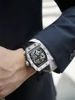 TSAR BOMBA Watches for Men Diamond Automatic Watches Luxury Mens Mechanical Watch White Wristwatch Waterproof Skeleton Clock 6