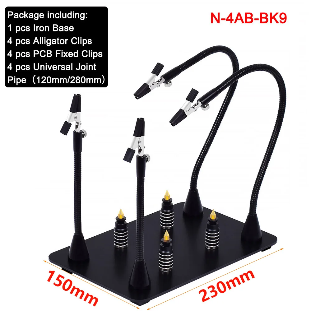 soldering stations NEWACALOX Helping Hands Third Hand Soldering Station for PCB Holder 4 Flexible Magnetic Arms with 3X LED Magnifier Welding Tool electric welding Welding Equipment