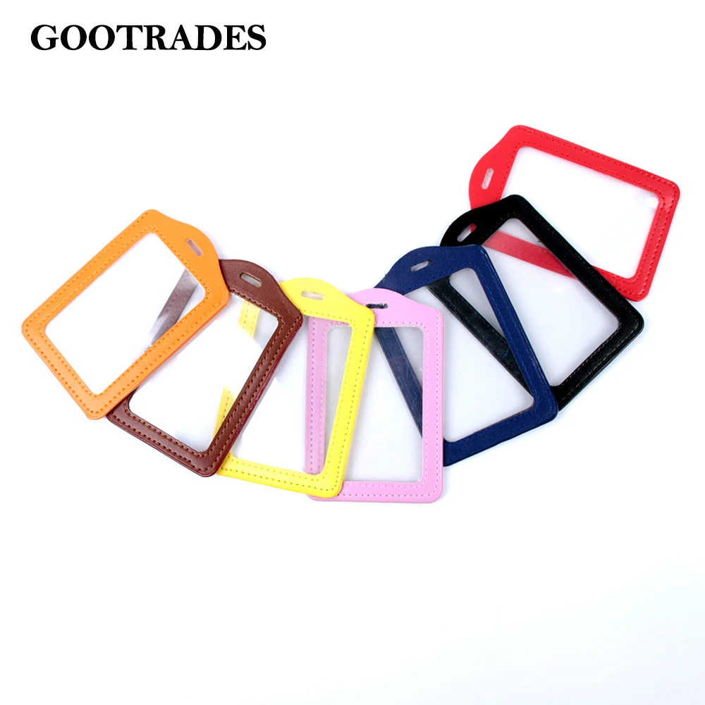 

Чехол из искусственной кожи для удостоверения личности с прозрачными и цветными границами, держатели для банковских и кредитных карт, держатели для удостоверения личности, аксессуары, Прямая поставка