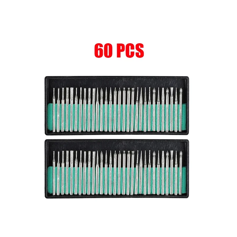 30 Punte Diamantate Con Gambo Da 3 Mm Per Vetro, Pietre Preziose Metallo Smerigliatura Gioielli Utensile Per Incisione Rotante Accessorio Per 86537651 - Foto 2