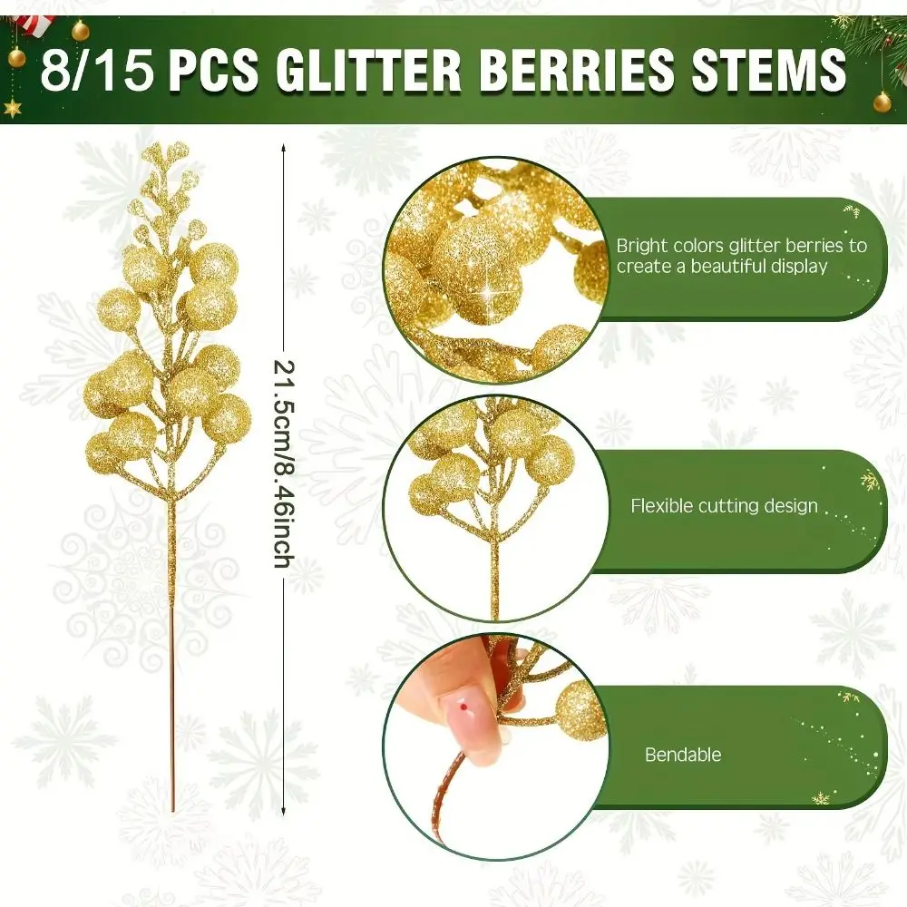 Gold Artificial Flowers DIY Garland Branches Christmas Decorations