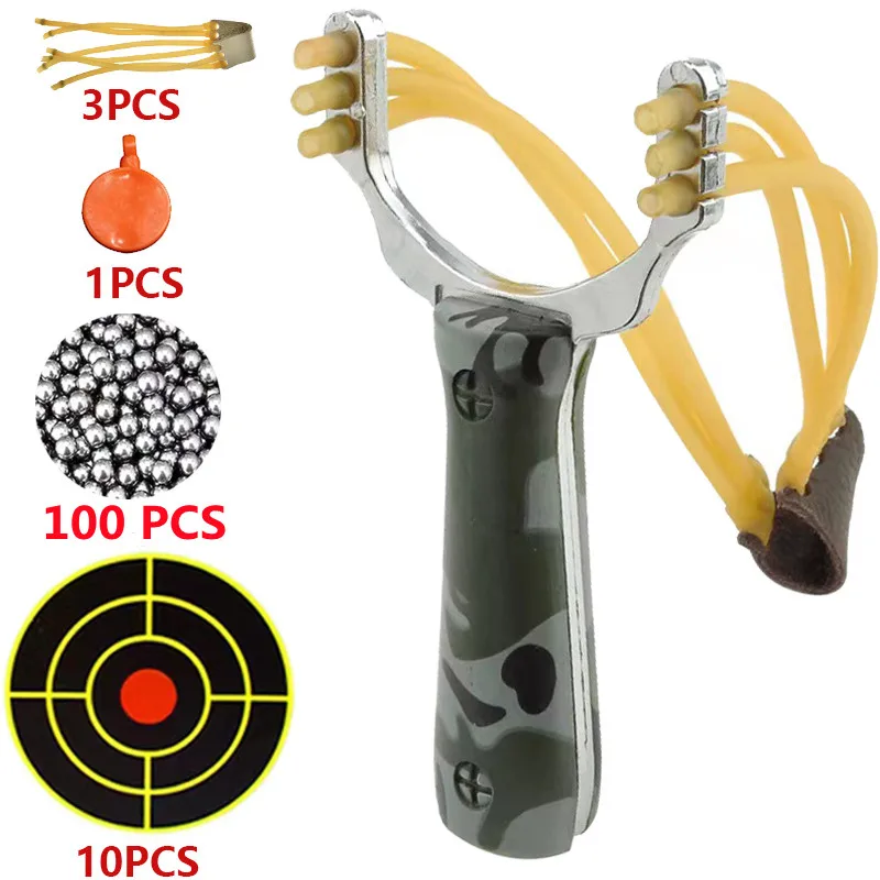 

Lowest price Alloy Sling shot Outdoor Hunting Rubber Bands set Powerful Slingsshot High-precision Professional Shooting