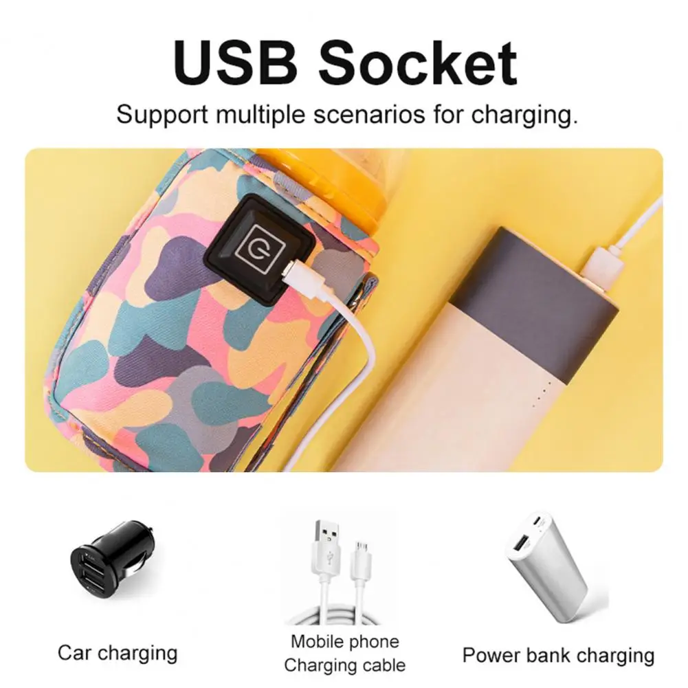 Baby Bottle Heater USB Milk Water Warmer Travel Stroller Insulated Bag Baby Nursing Bottle Heater Safe Kids Supplies For Outdoor Winter