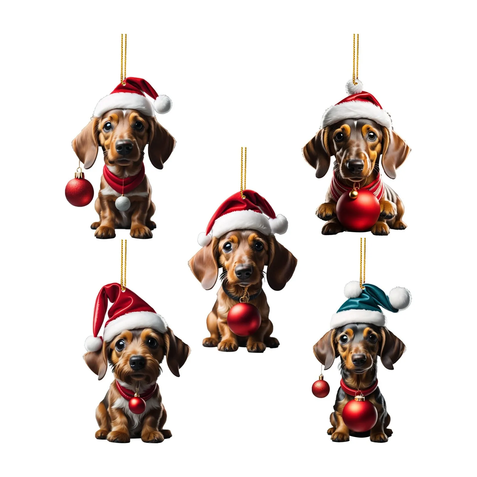 

Decor Cute Dog Decoration For Christmas Pendant Tree Puppy Christmas Hat Hanging Decor Festive Atmosphere Gift Acrylic 2024
