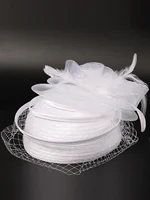 Wedding Bridal Hats Fascinators For Woman Lady With Feather Veil Cocktail Tea Party Dress Elegant Kentucky Derby Cap Church Hat - Image 2