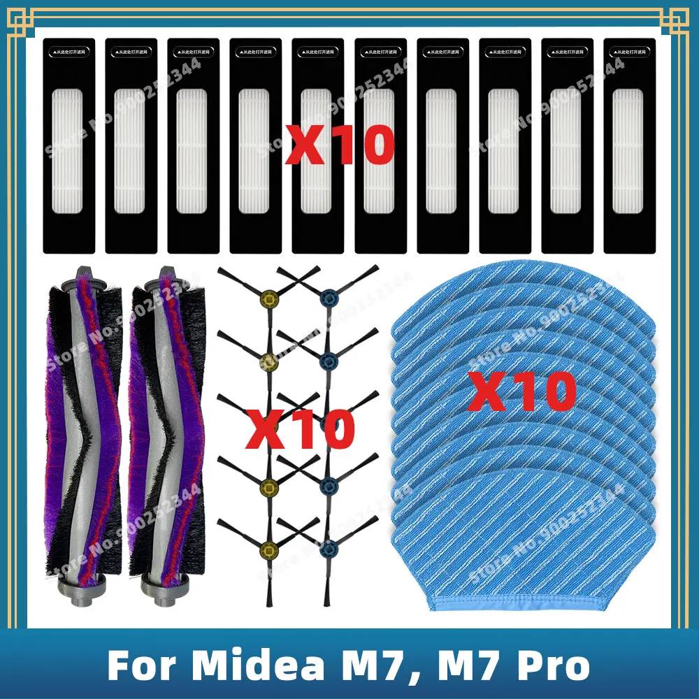 

Compatible For Midea M7, M7 Pro Replacement Parts Accessories Main Side Brush Hepa Filter Mop Cloth