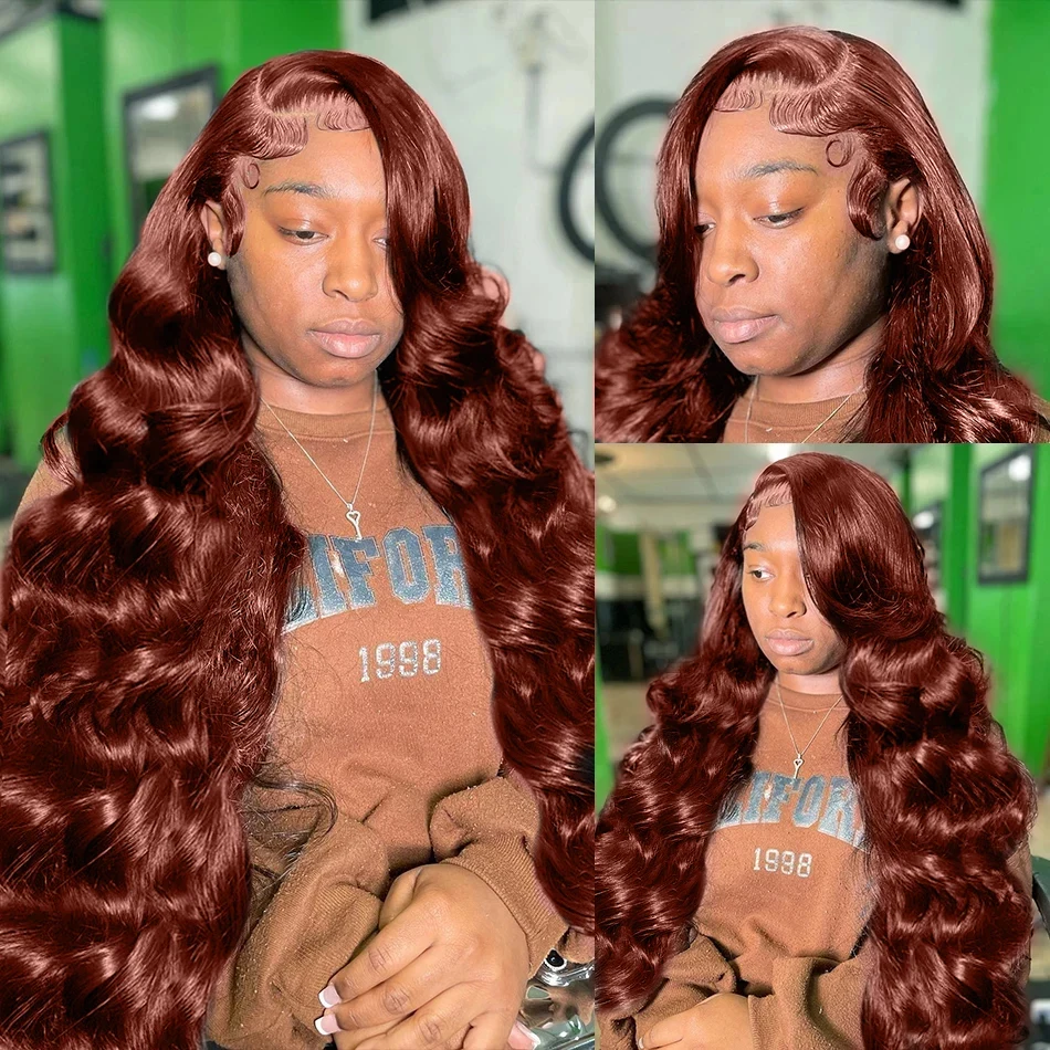 Reddish Brown Body Wave HD 13x4 13x6 Lace Frontal Human Hair Wig Colored Brazilian Remy Human Hair Wigs for Women Pre Plucked human hair wig