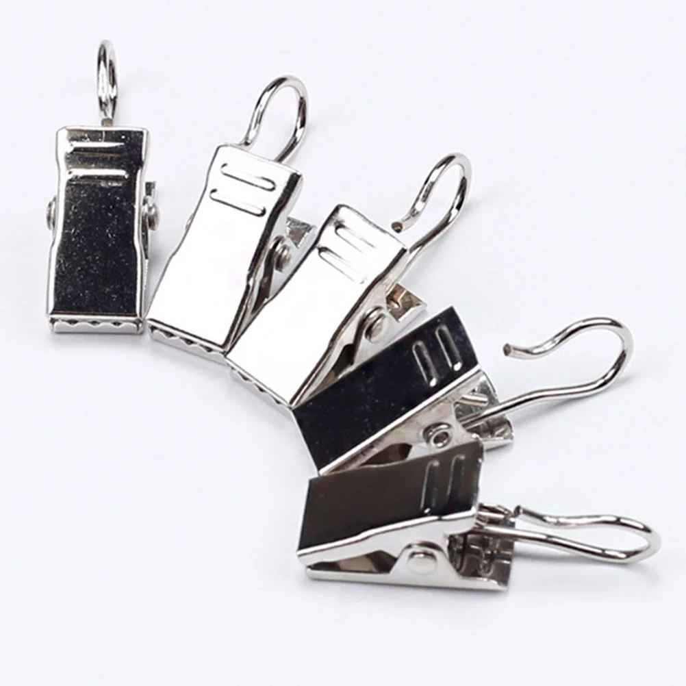 

60 PCS Drapery Iron Rings Anti-skid Curtain Clips with Hooks