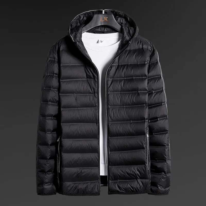 Down Jacket Anti-splashing Lightweight Puffer Jacket 90% White Duck Down Men's Hooded Water and Wind-rainproof Keep Warm Down Coats 5XL 6XL