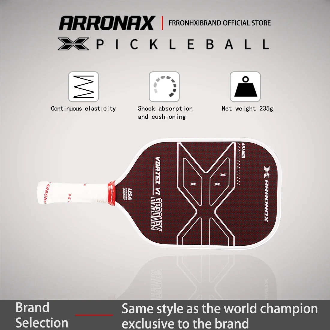 ARRONAX 열성형 미가공 크로스 직조 탄소 섬유 피클볼 패들, 스핀 질감 표면, 폼 엣지, 인체 공학적 그립