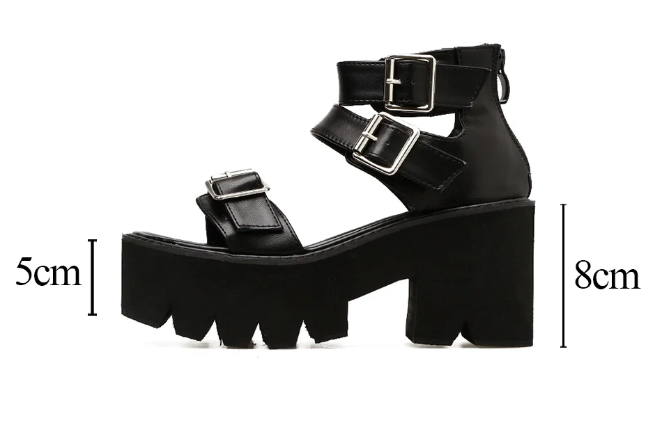 Gdgydh Ankle Strap Sommer Mode Frauen Sandalen Offene spitze Plattform Schuhe Chunky Heels Sandalen Mode Zurück Zipper Schuhe – Detail 1