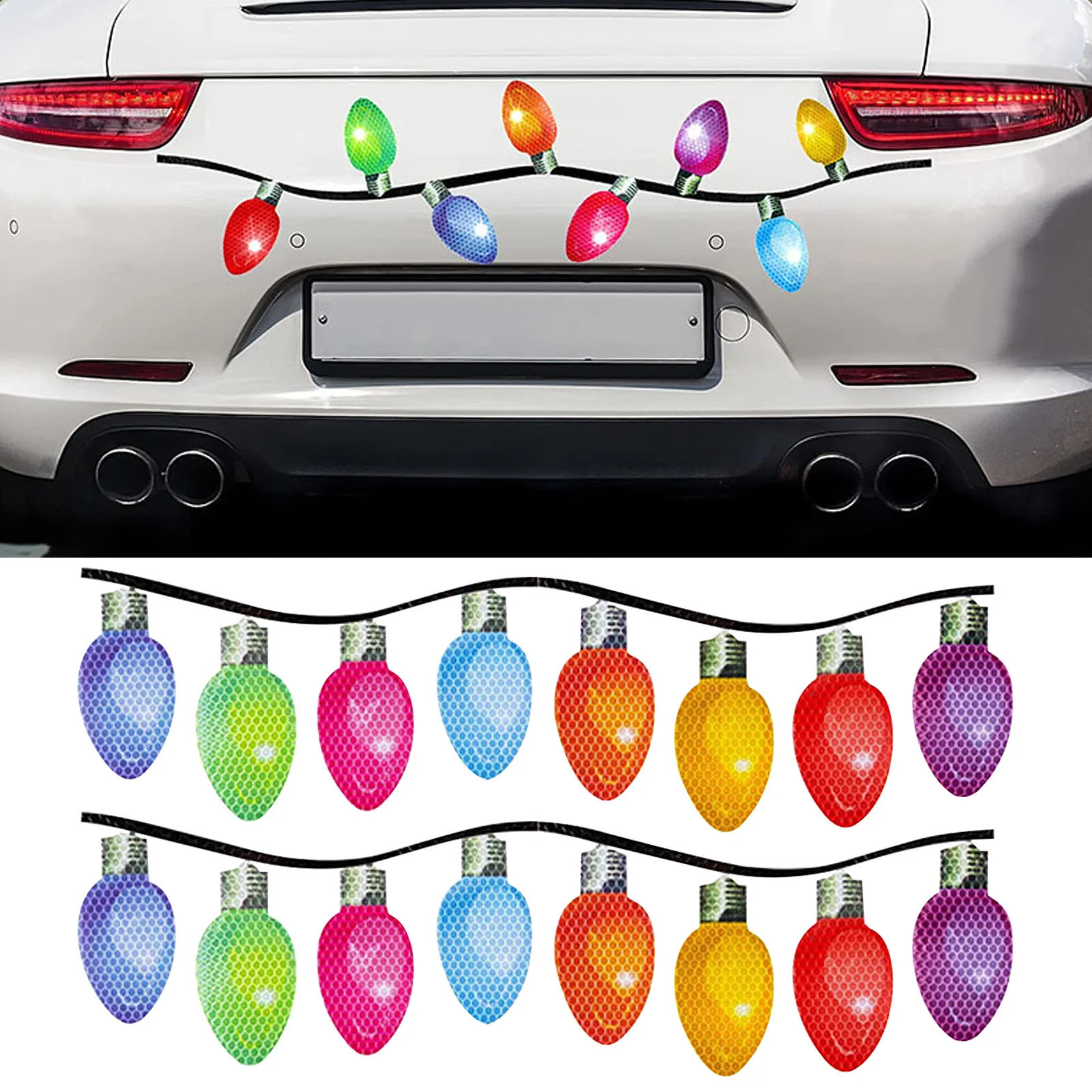 

Car Sticker Magnetic Decal Christmas Decoration Refrigerator Magnets Light Bulb Santa Claus Snowman Reflective Sticker Car Decor