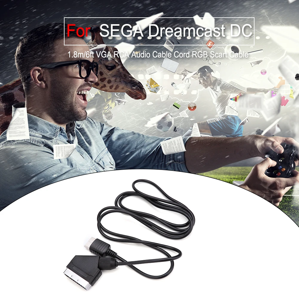 VGA RCA 오디오 케이블 코드 교체 TV AV 리드 RGB Scart 케이블 SEGA Dreamcast DC용 이미지 선명도 개선