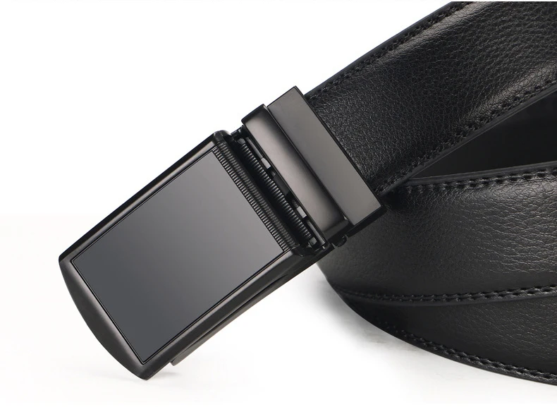 Herren-Gürtel aus echtem Leder, Metall, automatische Schnalle, Ratsche, Rindsleder-Gürtel für Jeans, Lederband, Gürtel für Herren, Hosen, Bund Carta – Detail 1