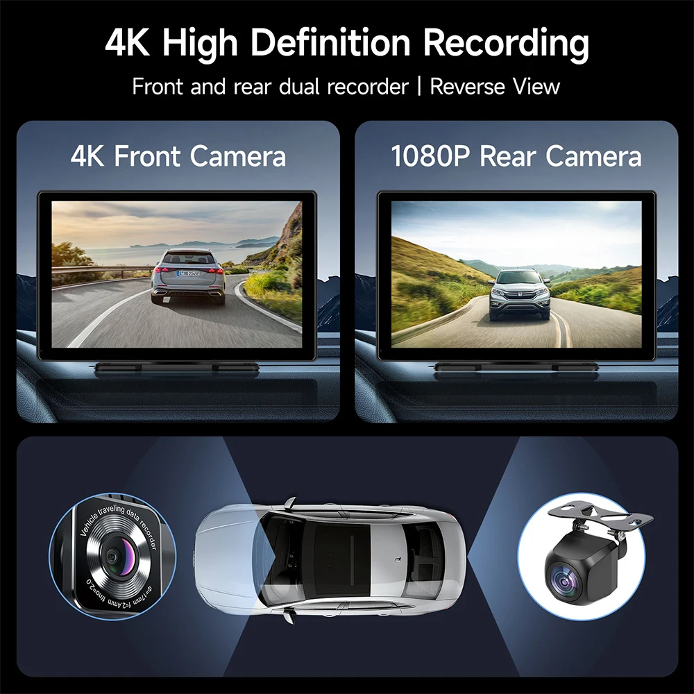 9" Car Mirror Radio Multimedia Video Player Universal Wireless Carplay Android Auto Screen With Bluetooth Rearview Camera