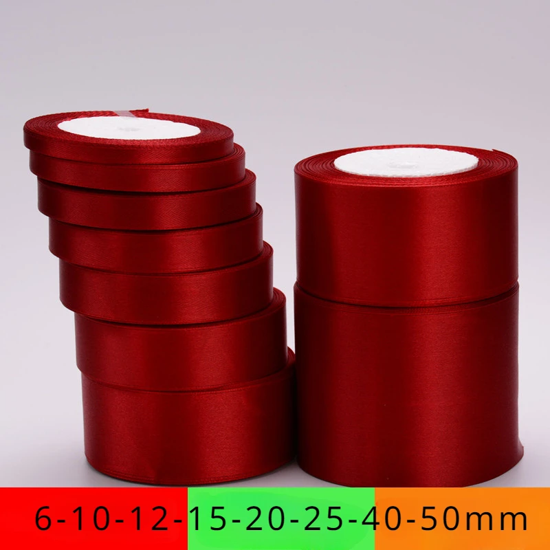 Burgundy Wine Red Single Face Satin Ribbon 6-10-15-20-25-40-50mm Gift Packaging Tape Christmas Halloween Birthday Party Decor satin ribbons,ribbon supplies,wrapping ribbon,satin ribbon