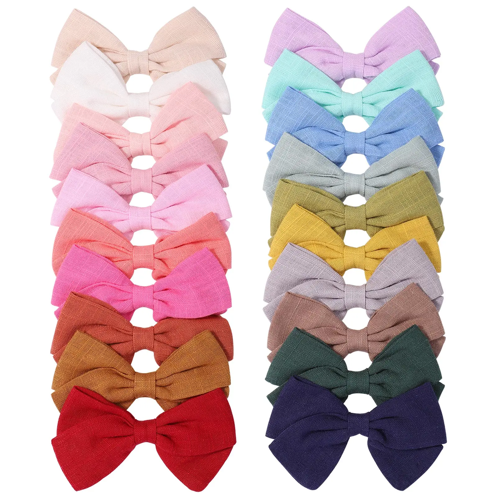 

20Colors 3.3‘’ Candy Color Bowknot Hair Clips For Cute Girls Bow Hairpins Cotton Safety Barrettes Headwear Kids Hair Accessories