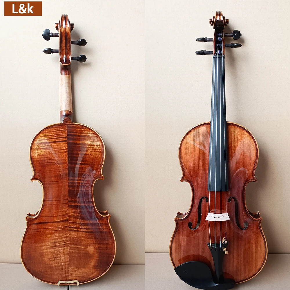 Stradivarius Handmade natural tiger patterned maple violin set 4/4 Violin beginner professional Musical Instruments with case